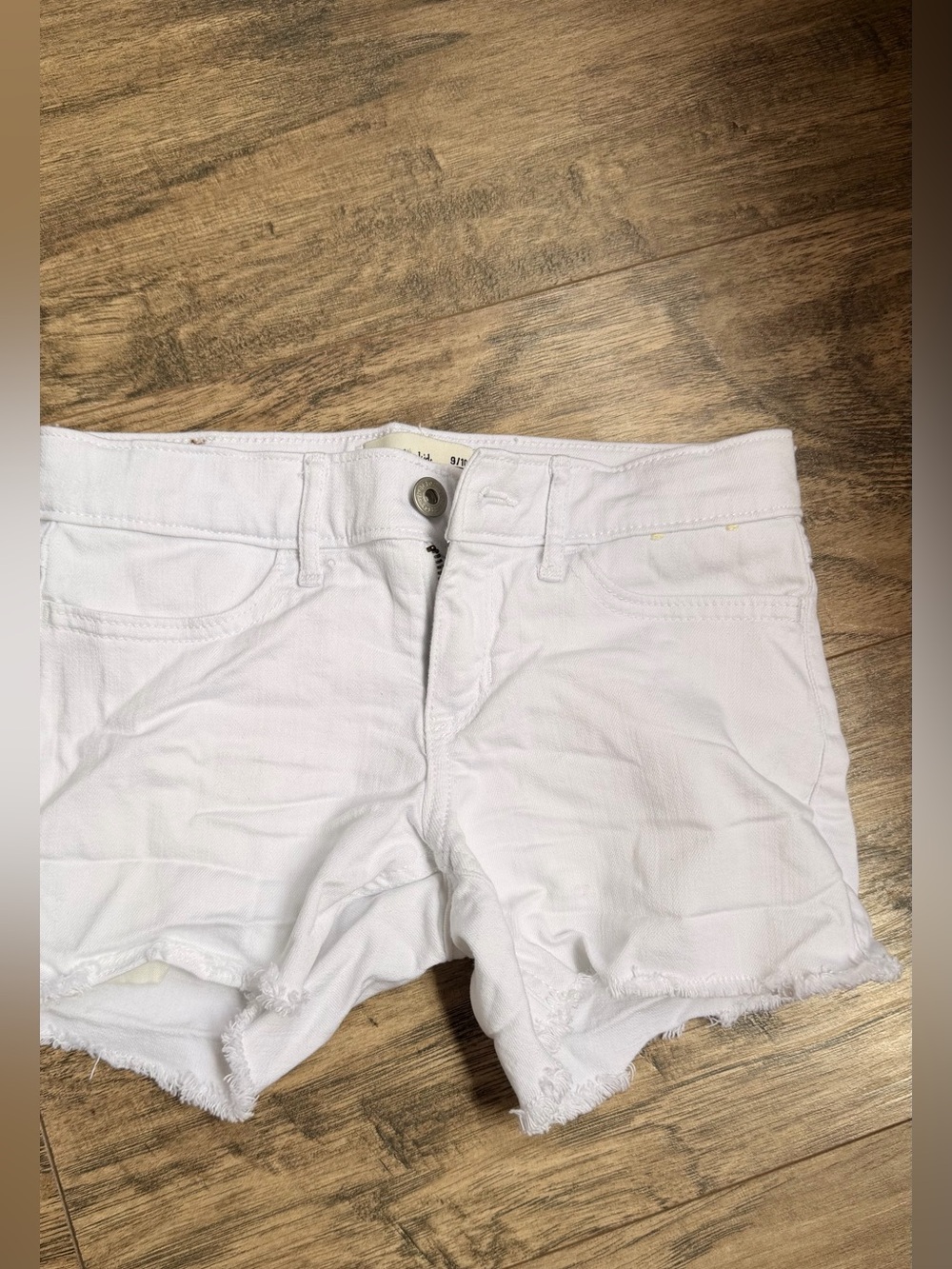 abercrombie kids White Frayed Hem Denim Shorts